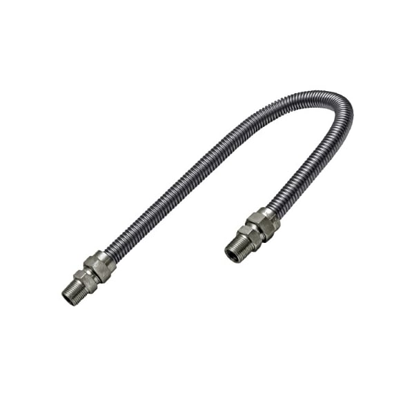 Flextron Gas Line Hose 3/8'' O.D. x 36'' Length with 1/2" MIP Fittings, Stainless Steel Flexible Connector FTGC-SS14-36A - main